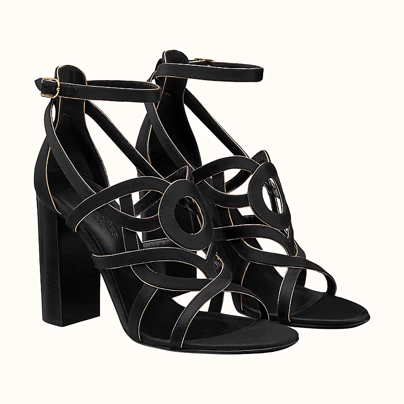 Hermes Canope Sandal Noir / Doré