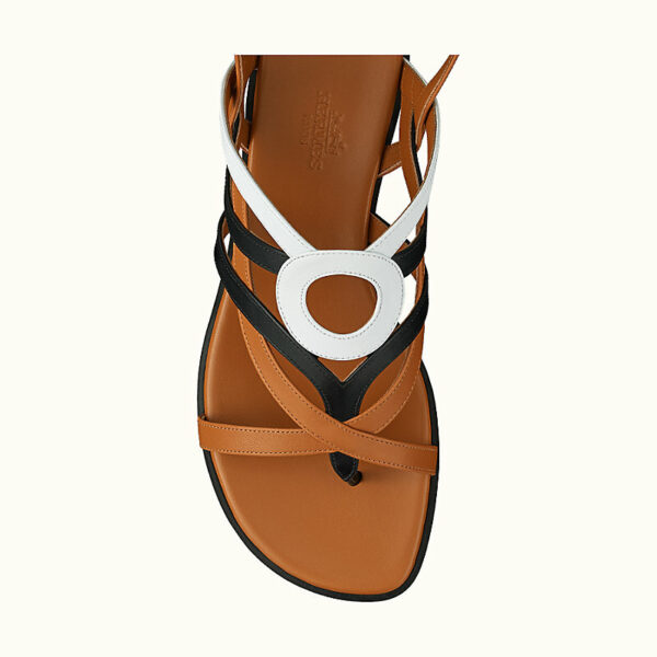 Hermes Carthage Calfskin Sandal Multicolore Beige Dore - Image 4