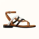 Hermes Carthage Calfskin Sandal Multicolore Beige Dore
