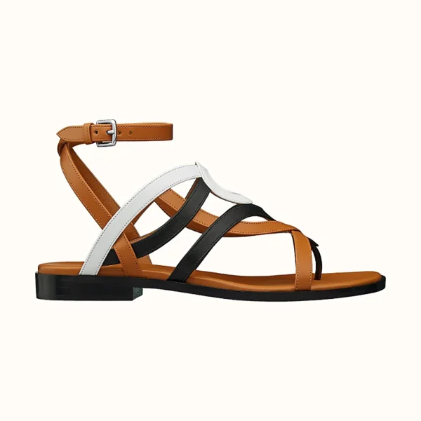 Hermes Carthage Calfskin Sandal Multicolore Beige Dore - Image 3