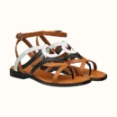 Hermes Carthage Calfskin Sandal Multicolore Beige Dore