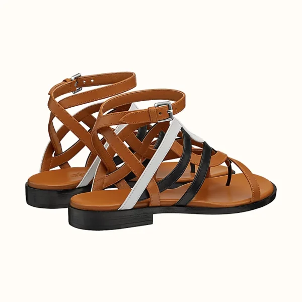 Hermes Carthage Calfskin Sandal Multicolore Beige Dore - Image 2