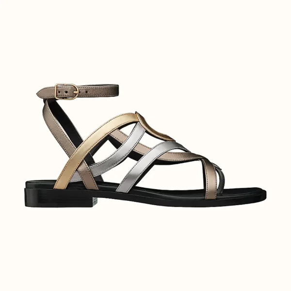 Hermes Carthage Nappa Leather Sandal Multicolore Metallise - Image 3