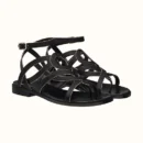 Hermes Carthage Satin Nappa Leather Sandal Noir / Dore