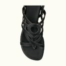 Hermes Carthage Satin Nappa Leather Sandal Noir / Dore