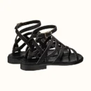 Hermes Carthage Satin Nappa Leather Sandal Noir / Dore