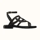 Hermes Carthage Satin Nappa Leather Sandal Noir / Dore