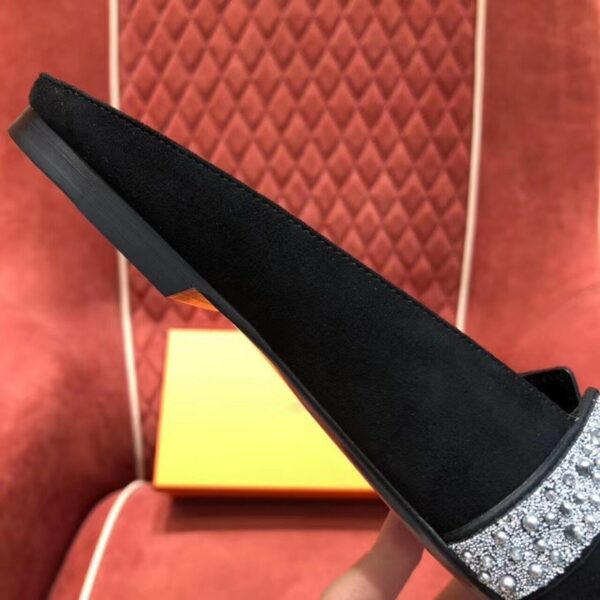 Hermes Crystal Roxane Mules Suede Goatskin Leather Spring /Summer Collection Noir - Image 2