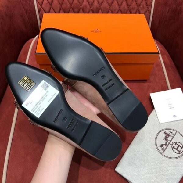 Hermes Crystal Roxane Mules Suede Goatskin Leather Spring /Summer Collection Noir - Image 7