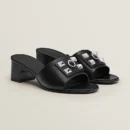 Hermes Dreamy Noir Calfskin Sandal