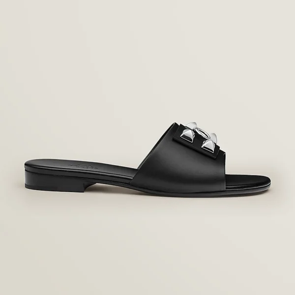 Hermes Dune Noir Calfskin Sandal - Image 2