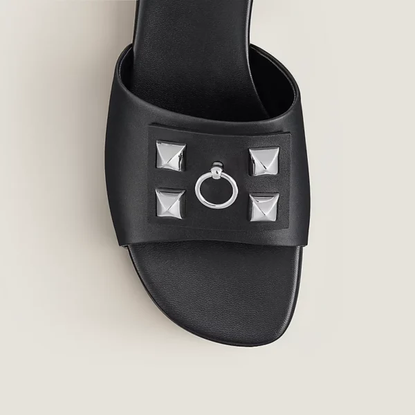 Hermes Dune Noir Calfskin Sandal - Image 4