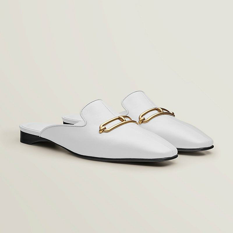 Hermes Esmee Mule Goatskin Blanc