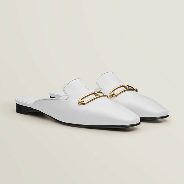 Hermes Esmee Mule Goatskin Blanc