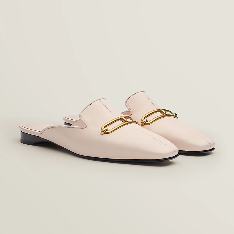 Hermes Esmee Mule Goatskin Blanc Poros