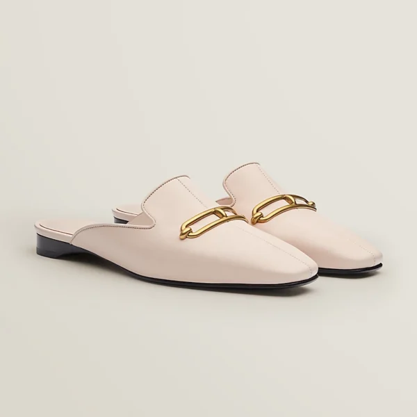 Hermes Esmee Mule Goatskin Blanc Poros