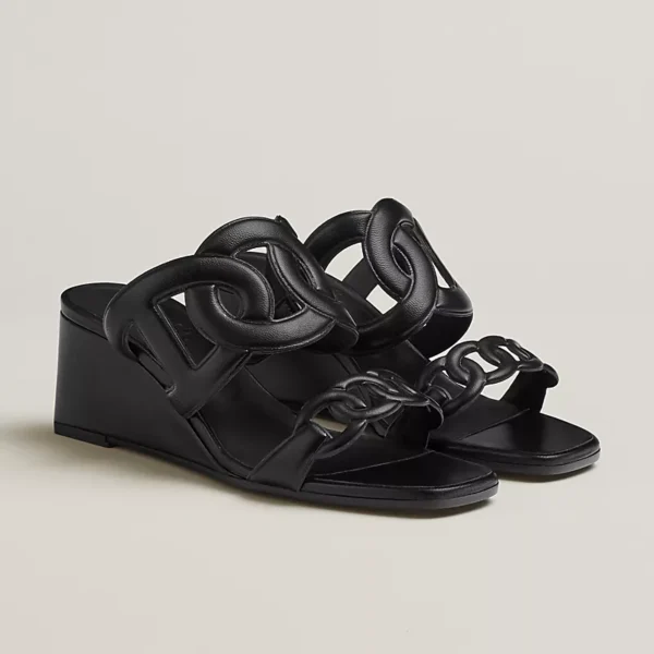 Hermes Figari 55 Noir Nappa Leather Sandal