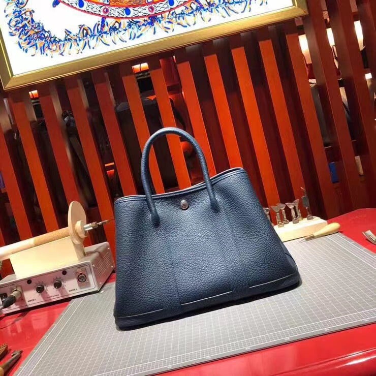 Hermes Garden Party 36 Navy Blue Leather