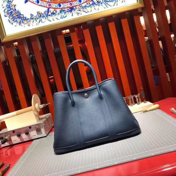 Hermes Garden Party 36 Navy Blue Leather