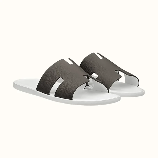 Hermes Izmir Sandal Men Shoes S2_Gris Fonce / Blanc
