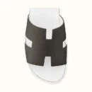 Hermes Izmir Sandal Men Shoes S2_Gris Fonce / Blanc