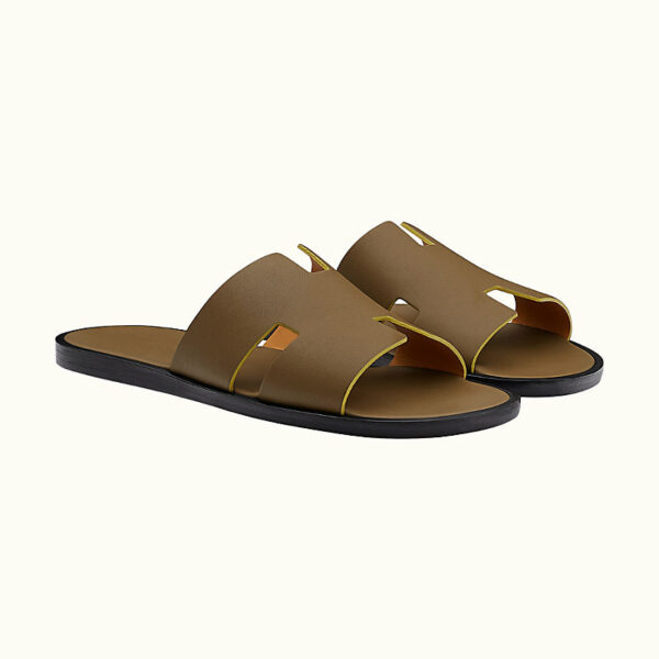 Hermes Izmir Sandal Men Shoes Vert Résine / Jaune Citron