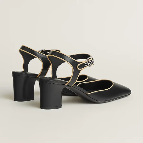 Hermes Kamilla 60 Pump - Noir/ Jaune Malawi - Image 4