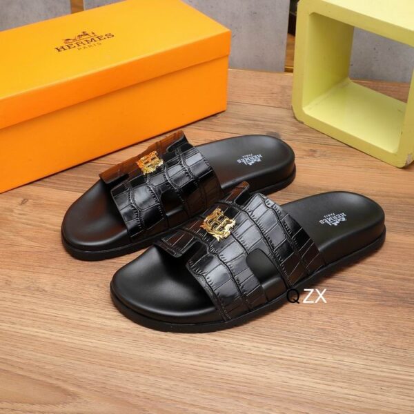 Hermes Men's Black Sandal