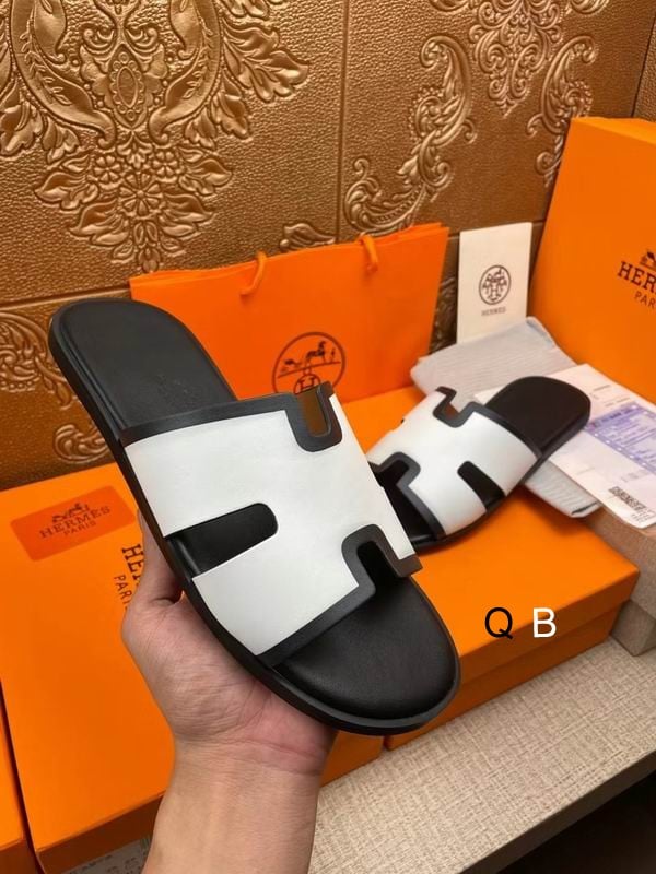 Hermes Men's Black White Sandal