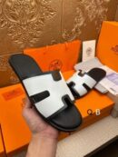 Hermes Men's Black White Sandal
