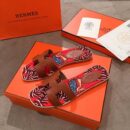 Hermes Oran Floral Canvas Sandals Box Calfskin Spring /Summer Collection Gold