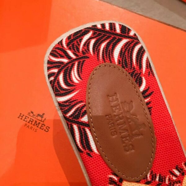 Hermes Oran Floral Canvas Sandals Box Calfskin Spring /Summer Collection Gold - Image 8