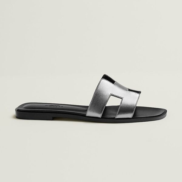 Hermes Oran Sandal Gris / Argente Vieilli - Image 2