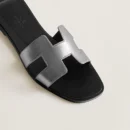 Hermes Oran Sandal Gris / Argente Vieilli
