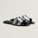 Hermes Oran Sandal Gris / Argente Vieilli