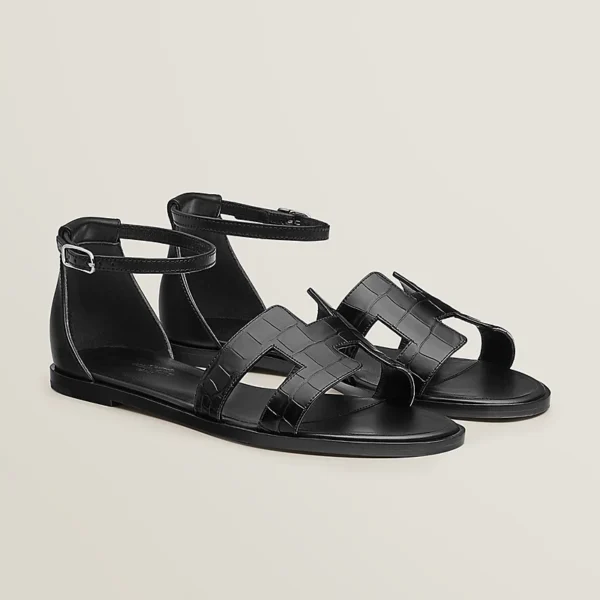 Hermes Santorini Sandal Noir