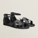 Hermes Santorini Sandal Noir