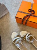 Hermes Thalassa Mules Sandals Nappa Leather Spring /Summer Collection Blanc /Silver