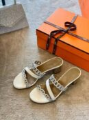 Hermes Thalassa Mules Sandals Nappa Leather Spring /Summer Collection Blanc /Silver