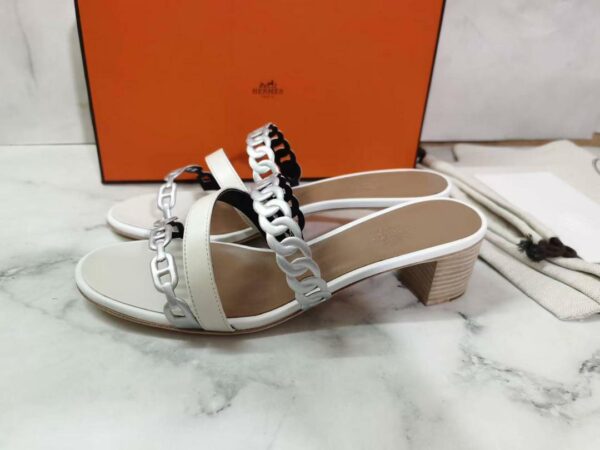 Hermes Thalassa Mules Sandals Nappa Leather Spring /Summer Collection Blanc /Silver - Image 6