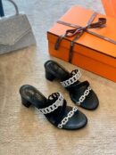 Hermes Thalassa Mules Sandals Nappa Leather Spring /Summer Collection Noir /Silver