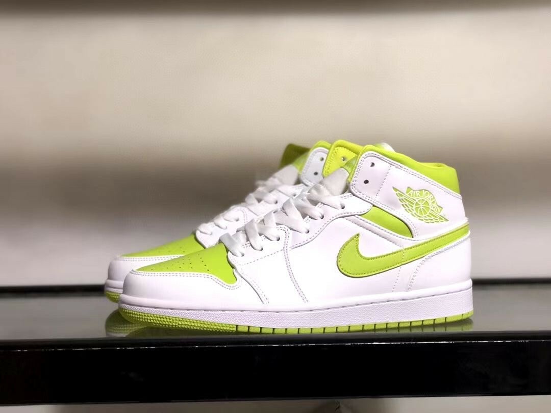 Jordan 1 Mid White Lime BQ6472-131 Women's Size 5.5 - 10 US