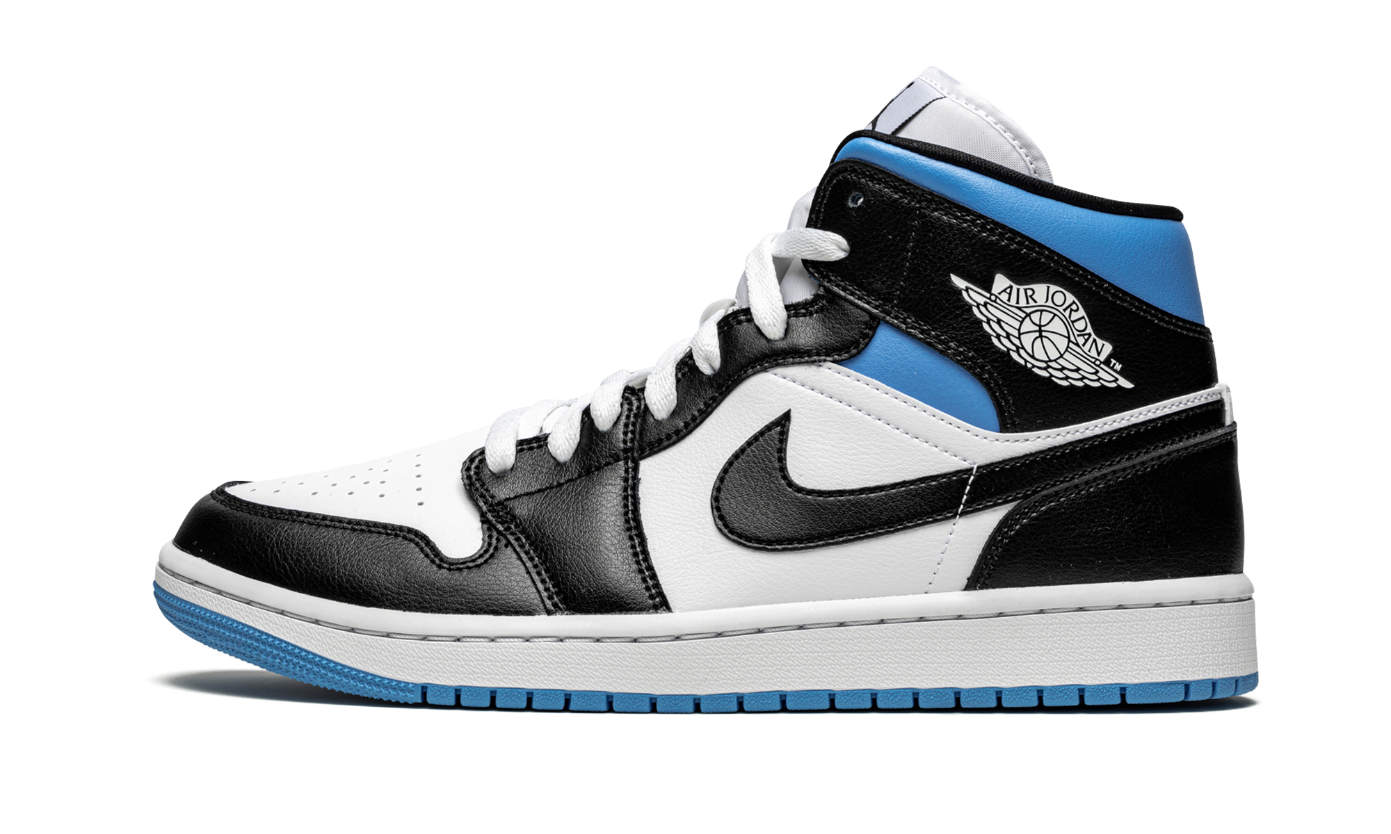 JORDAN 1 MID WMNS "Black / White / University Blue"
