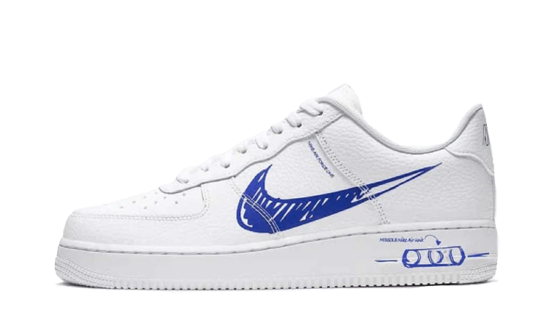 Nike Air Force 1 Low Sketch Blue Swoosh Men's Size 7 - 12 US, Women's Size 5.5 - 10 US