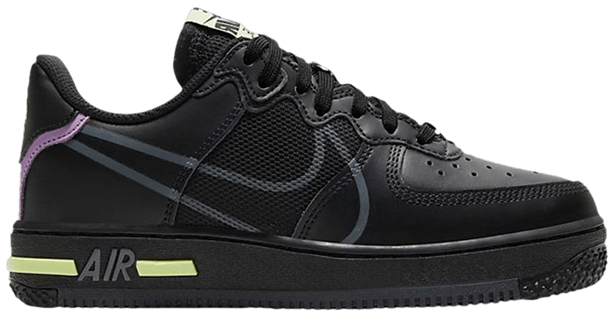 Nike Air Force 1 React Black Violet Star Barely Volt CD4366-001