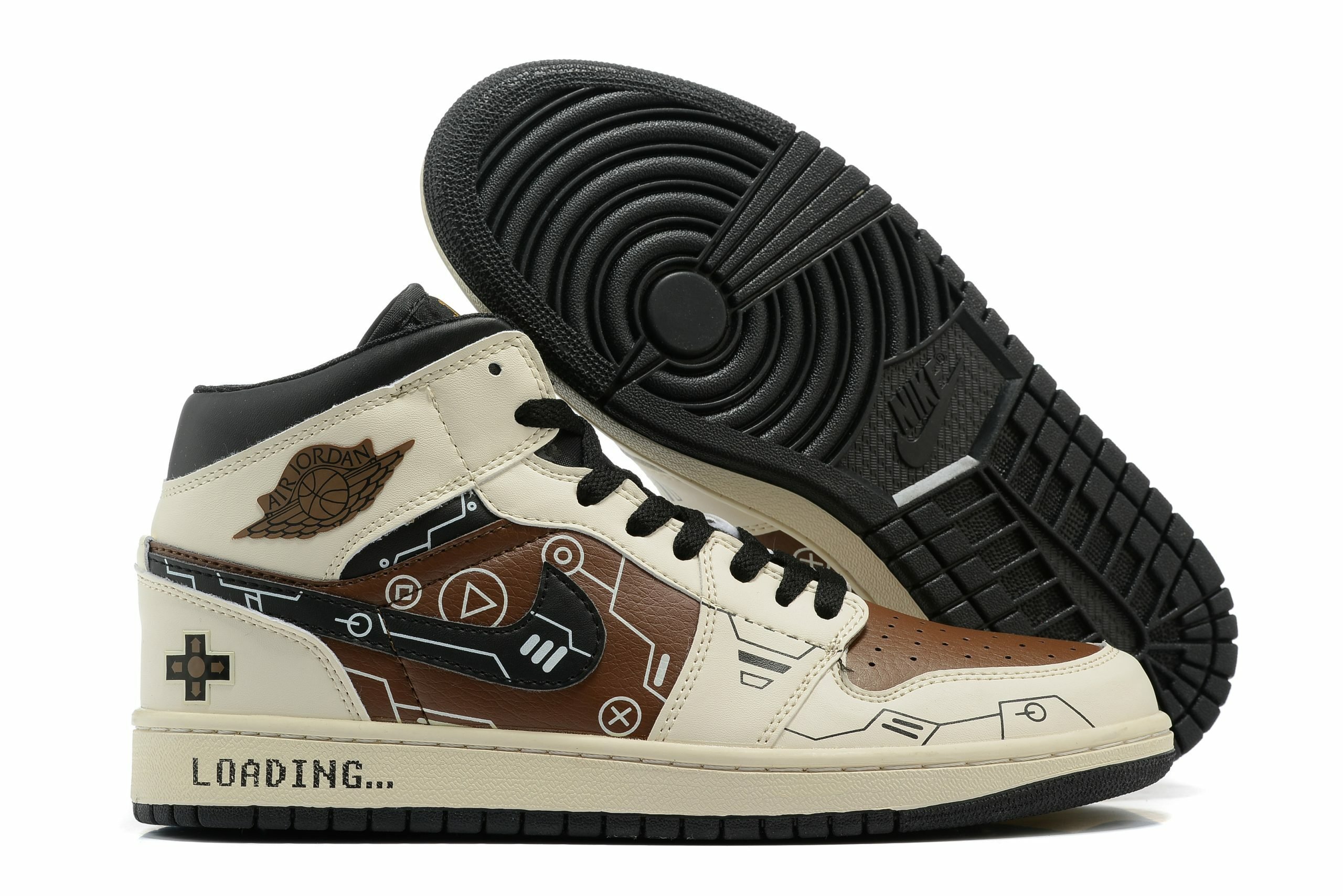 Nike Air Jordan 1 Mid PS5 Vibe Beige Mocha Black Men size 7 - 11 US, Women size 5.5 - 10 US