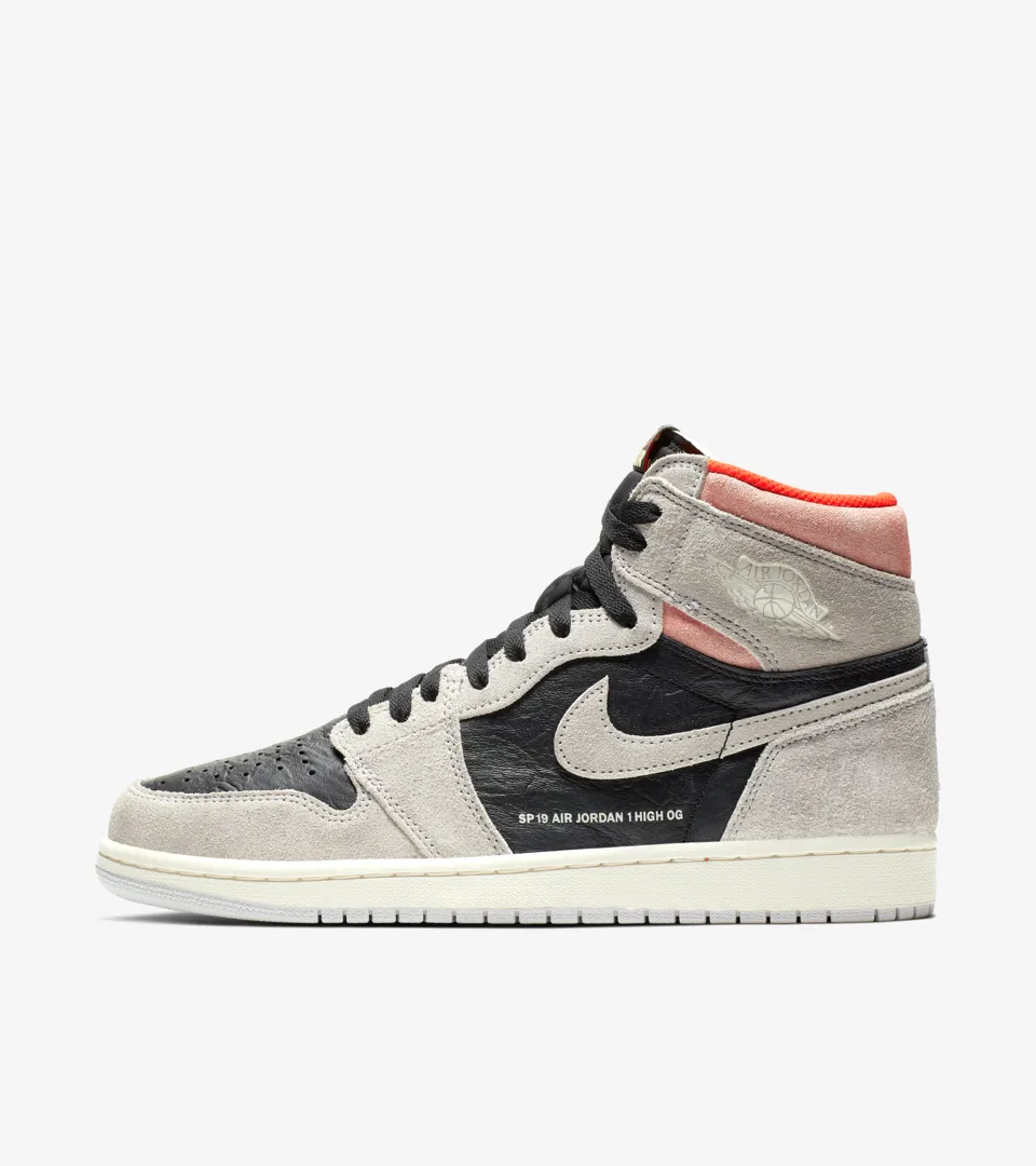 Nike Air Jordan 1 Retro High OG Neutral Grey Hyper Crimson Men Size