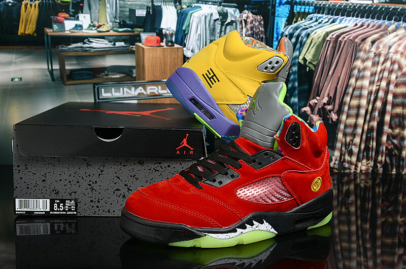 Nike Air Jordan 5 Retro What The AJ5 Varsity Maize Court Purple Green Solar Orange CZ5725-700 Men's Size 7 - 12 US