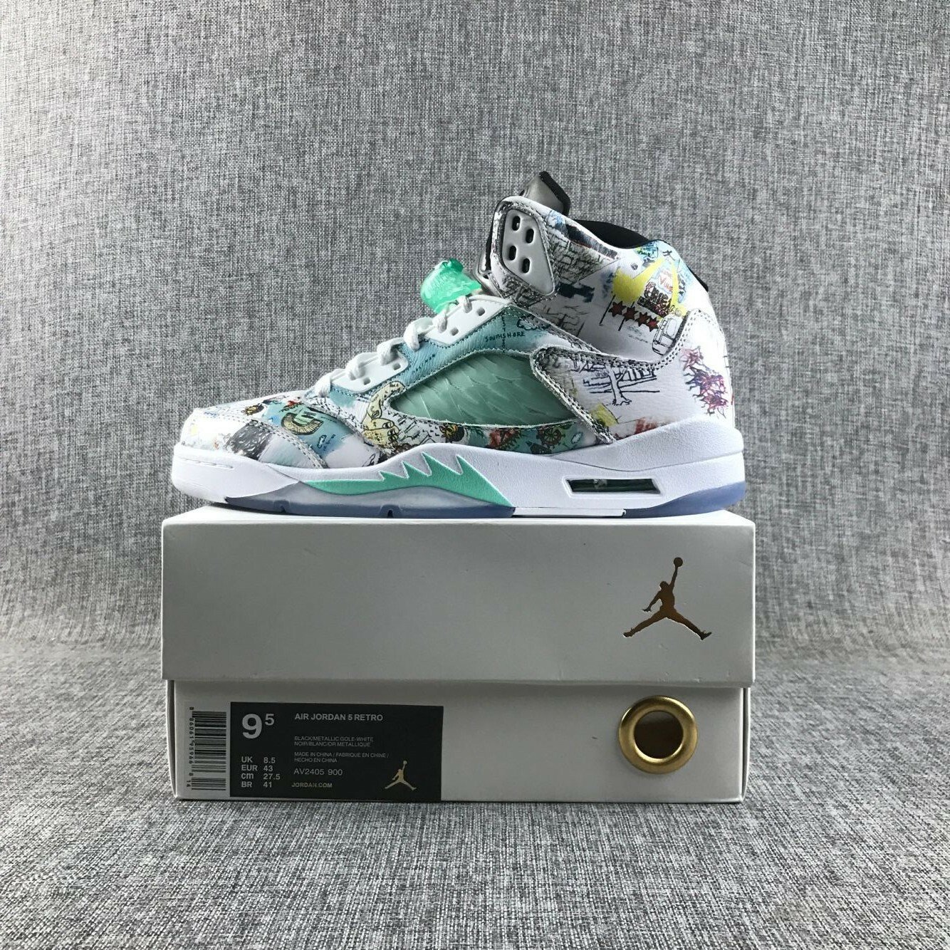 Nike Air Jordan 5 Retro White Multi Color AV2405-900 Men's Size 7 - 11 US