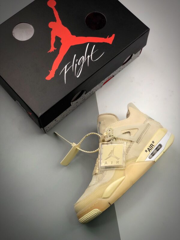 Off-White x Air Jordan 4 Sail/Muslin-White-Black CV9388-100 - Image 8
